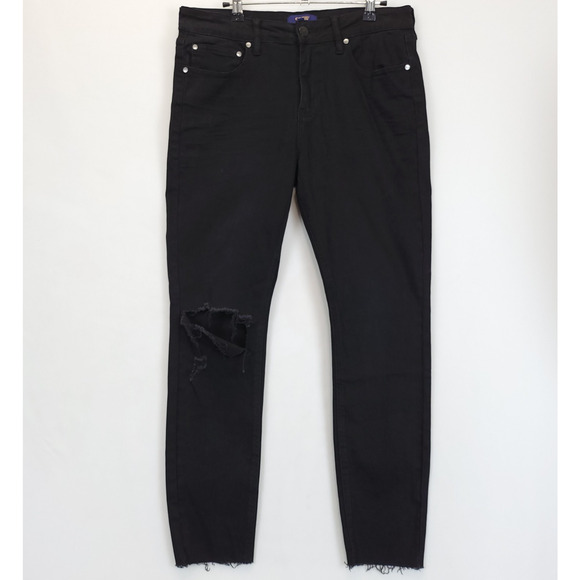 Cavalli Class Ultra Slim Ankle Back Jeans Rip Mid Rise Women 30 Pants Grunge - Picture 1 of 15